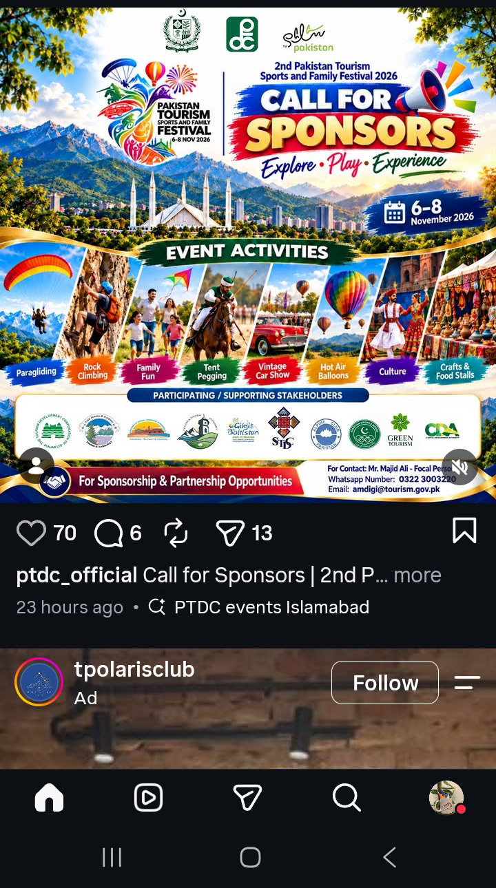2nd Pakistan Tourism Sports and Family Festival 2026 poster